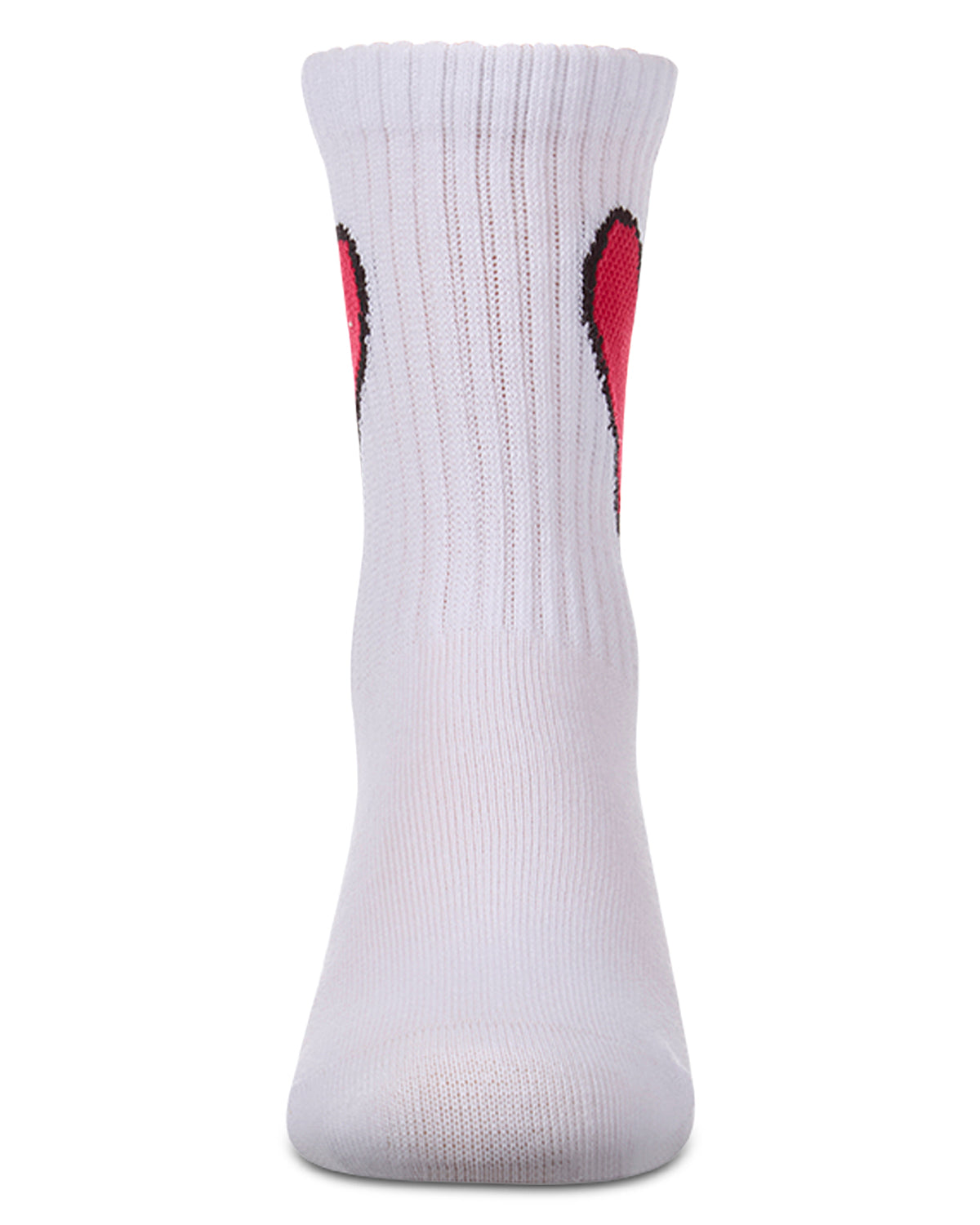 Girls Pointelle Ribbed Cotton-Rich Crew Sock with Cross-Stitch Heart