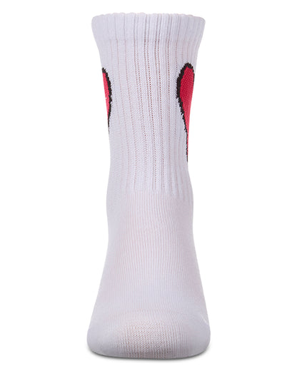 Girls Pointelle Ribbed Cotton-Rich Crew Sock with Cross-Stitch Heart