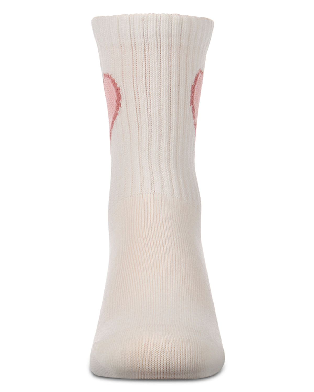 Girls Pointelle Ribbed Cotton-Rich Crew Sock with Cross-Stitch Heart