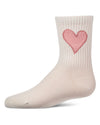 Girls Pointelle Ribbed Cotton-Rich Crew Sock with Cross-Stitch Heart