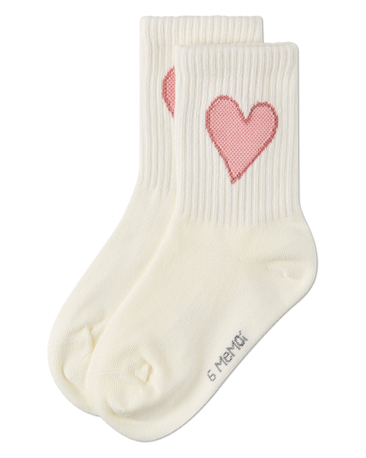 Girls Pointelle Ribbed Cotton-Rich Crew Sock with Cross-Stitch Heart