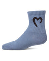 Girls Ribbed Pointelle Cotton-Rich Crew Sock with Open Heart Graphic