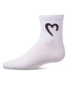 Girls Ribbed Pointelle Cotton-Rich Crew Sock with Open Heart Graphic