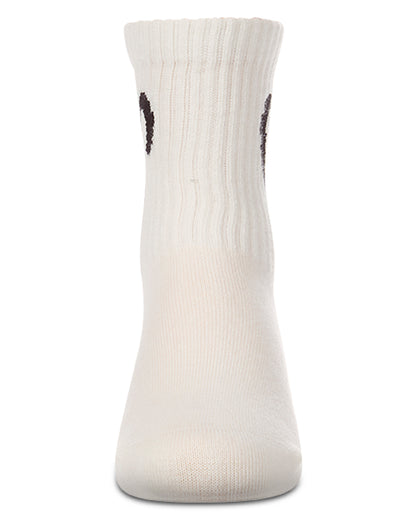 Girls Ribbed Pointelle Cotton-Rich Crew Sock with Open Heart Graphic