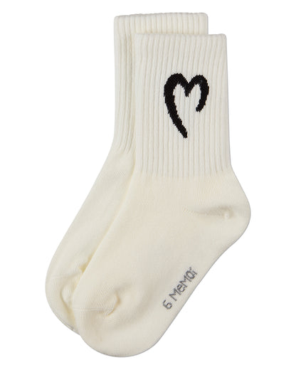 Girls Ribbed Pointelle Cotton-Rich Crew Sock with Open Heart Graphic