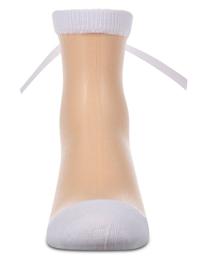 Women's Silky-Sheer Cotton-Rich Crew Sock with Satin Bow