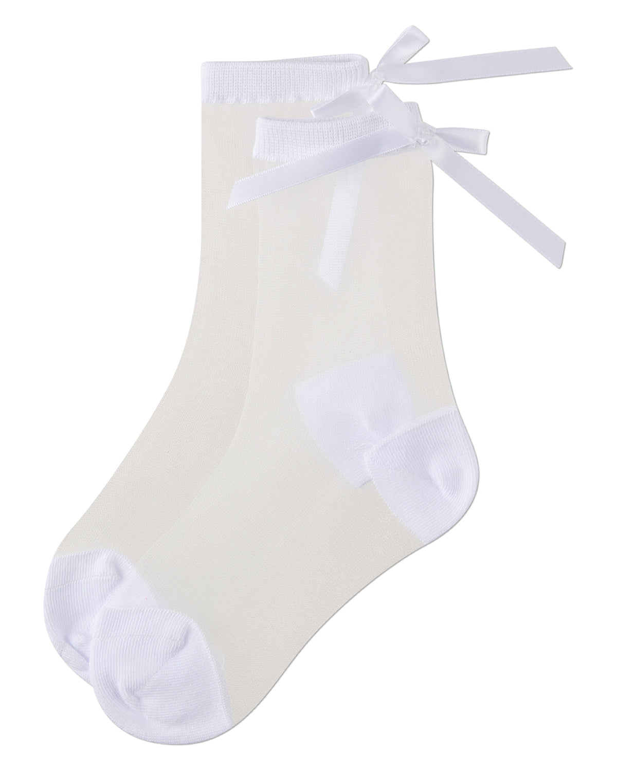 Women's Silky-Sheer Cotton-Rich Crew Sock with Satin Bow
