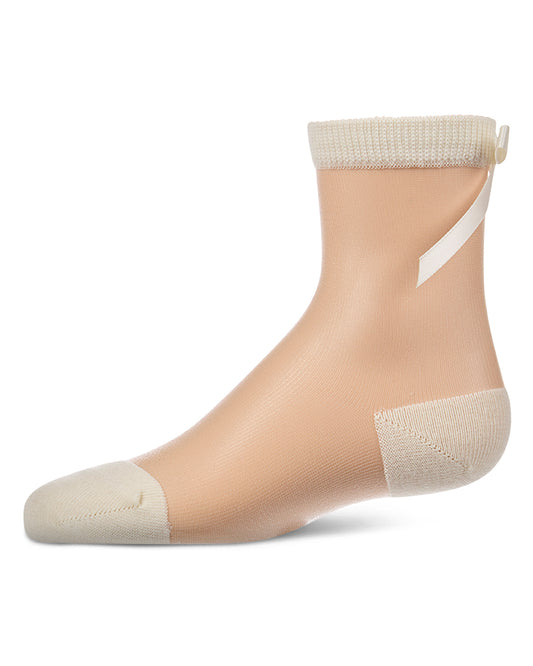 Women's Silky-Sheer Cotton-Rich Crew Sock with Satin Bow