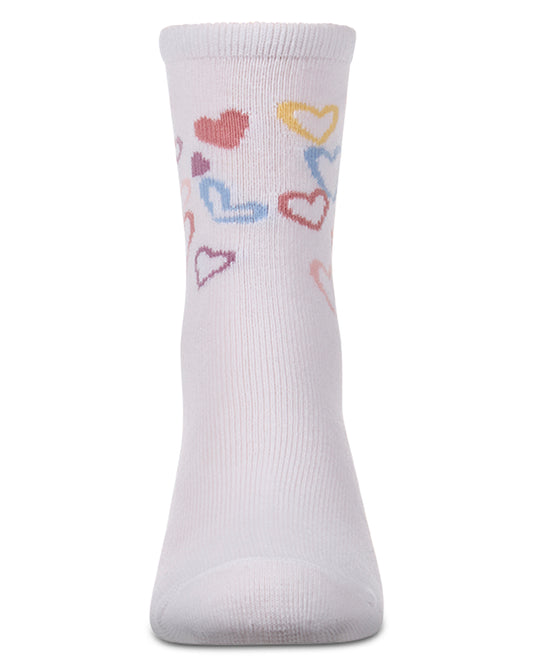 Girls "Overlapping Fun Hearts" Cotton-Rich Novelty Crew Sock