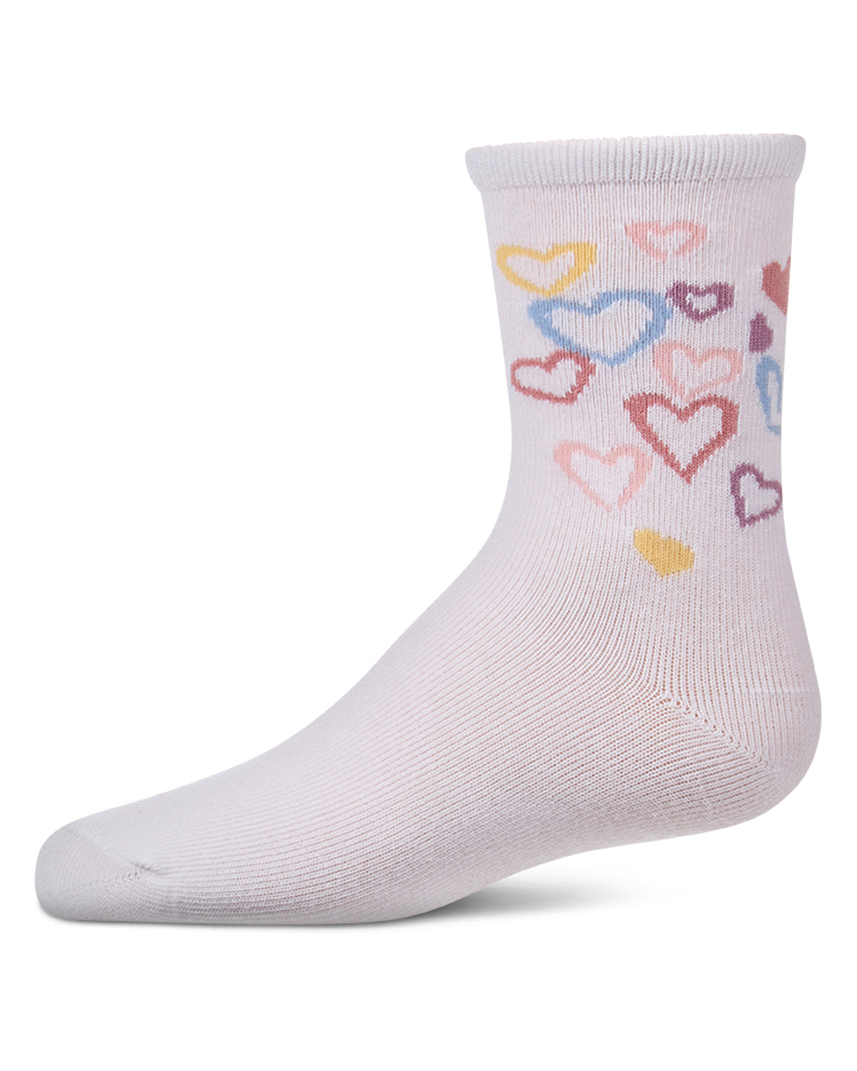Girls "Overlapping Fun Hearts" Cotton-Rich Novelty Crew Sock