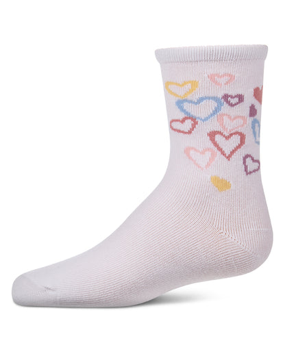 Girls "Overlapping Fun Hearts" Cotton-Rich Novelty Crew Sock