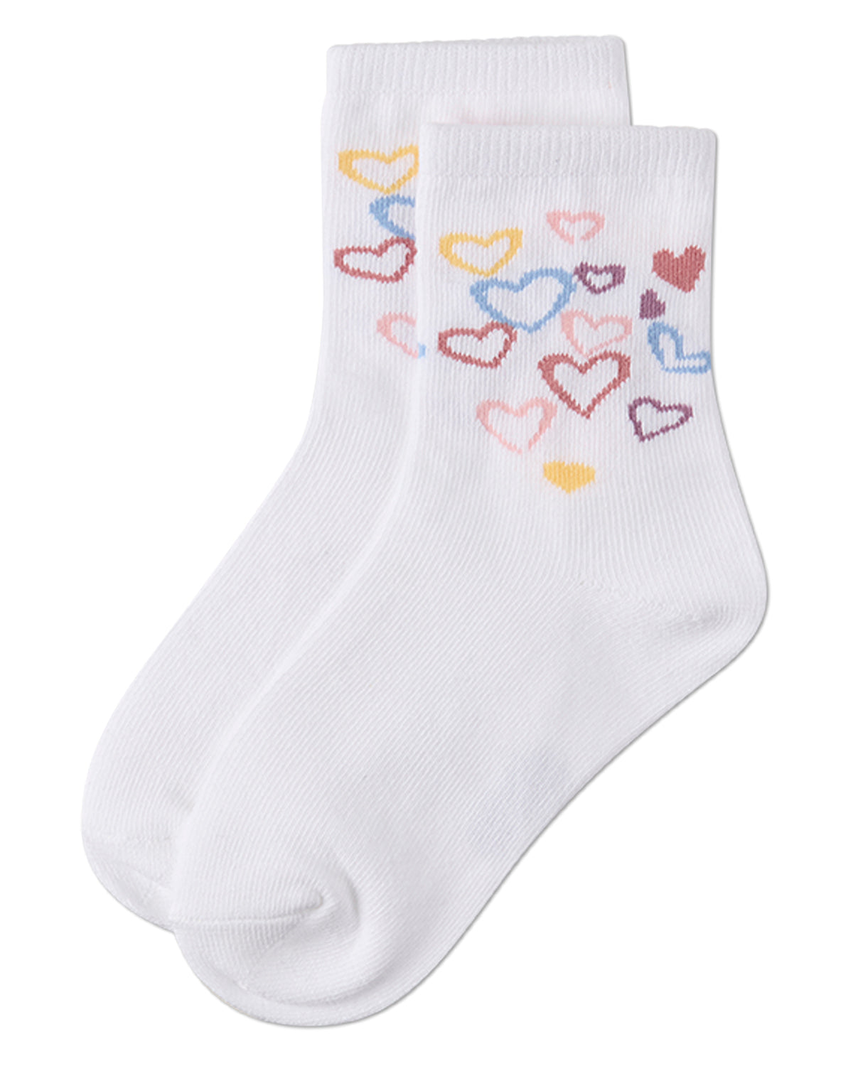 Girls "Overlapping Fun Hearts" Cotton-Rich Novelty Crew Sock