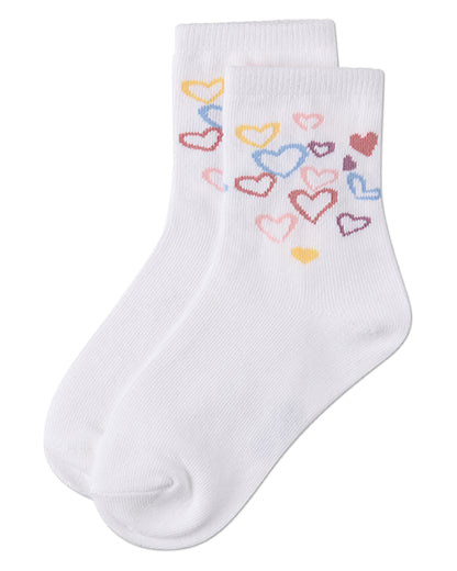 Girls "Overlapping Fun Hearts" Cotton-Rich Novelty Crew Sock