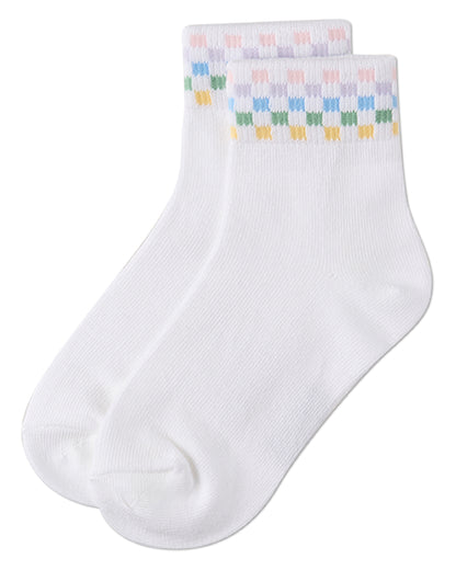 Girls "Pastel Race Car"-Themed Cotton-Rich Crew Sock