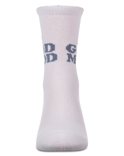 Girls "Good Mood" Cotton-Rich Fine-Gauge Novelty Crew Sock