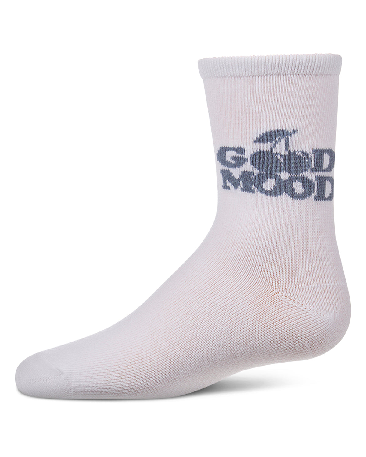 Girls "Good Mood" Cotton-Rich Fine-Gauge Novelty Crew Sock