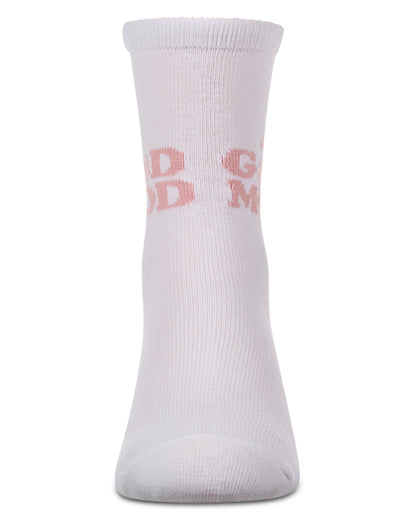 Girls "Good Mood" Cotton-Rich Fine-Gauge Novelty Crew Sock
