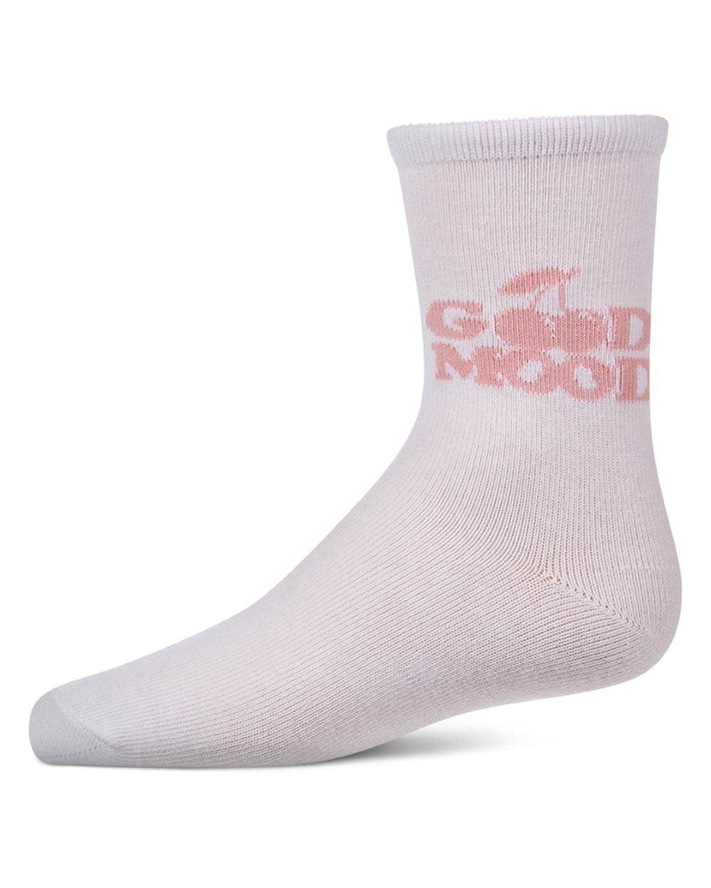 Girls "Good Mood" Cotton-Rich Fine-Gauge Novelty Crew Sock