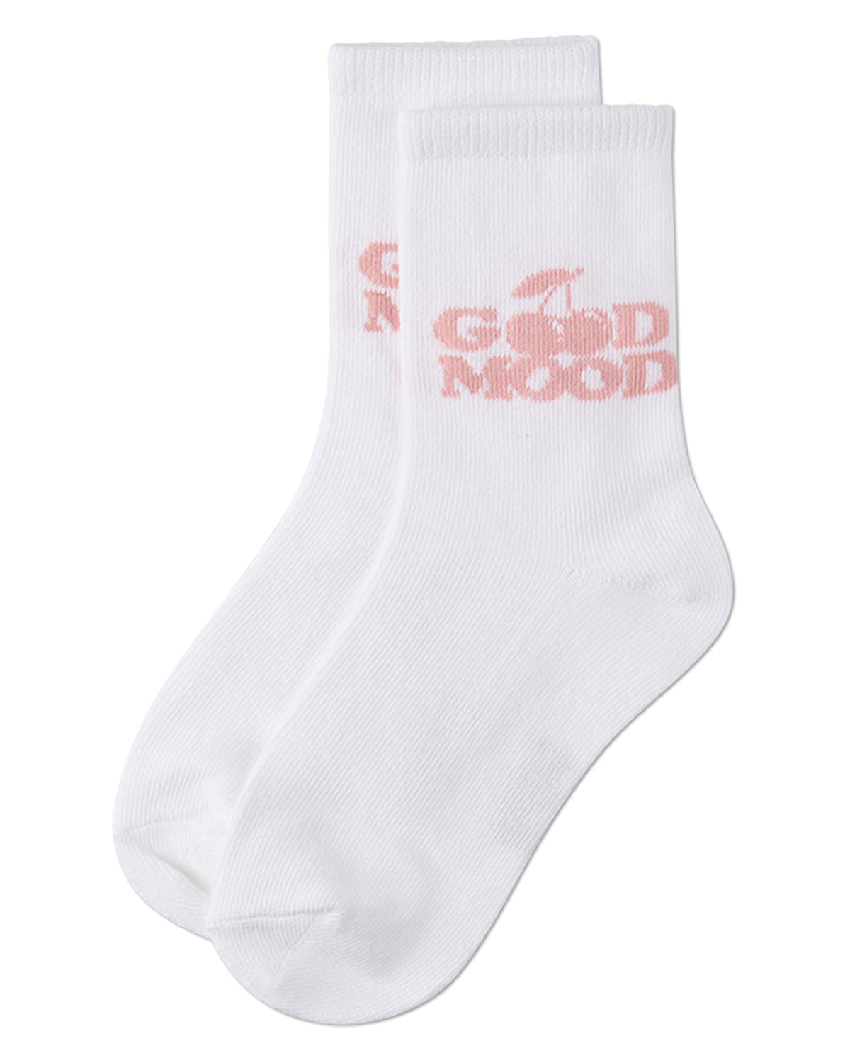 Girls "Good Mood" Cotton-Rich Fine-Gauge Novelty Crew Sock