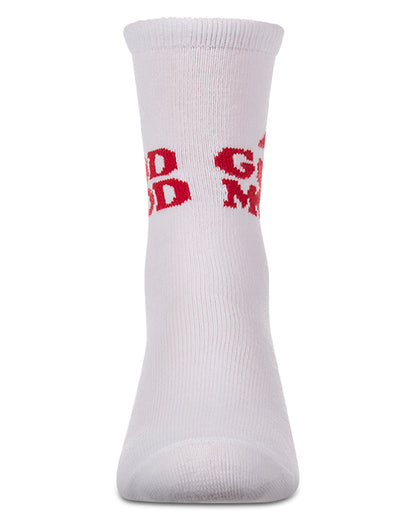 Girls "Good Mood" Cotton-Rich Fine-Gauge Novelty Crew Sock