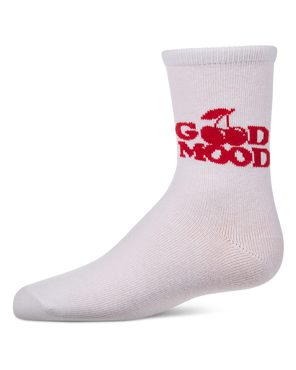 Girls "Good Mood" Cotton-Rich Fine-Gauge Novelty Crew Sock
