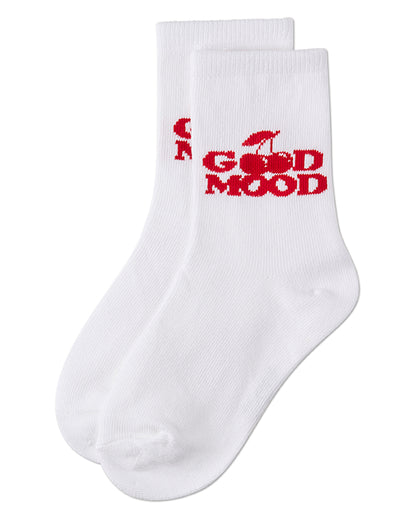 Girls "Good Mood" Cotton-Rich Fine-Gauge Novelty Crew Sock