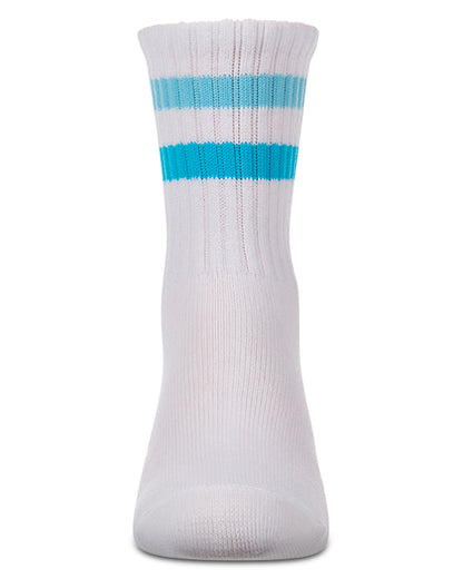 Kids Ribbed Double-Stripe Cotton-Blend Varsity Crew Socks