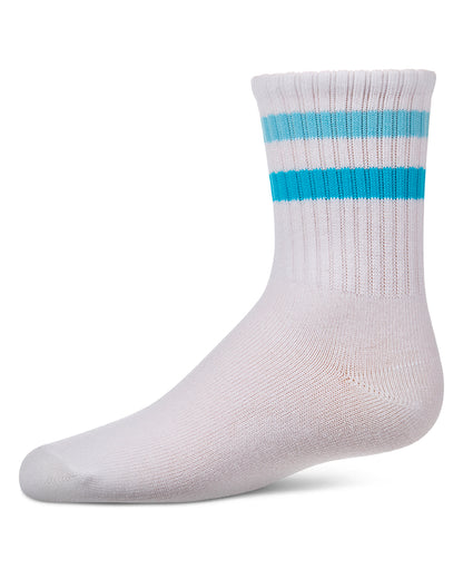 Kids Ribbed Double-Stripe Cotton-Blend Varsity Crew Socks