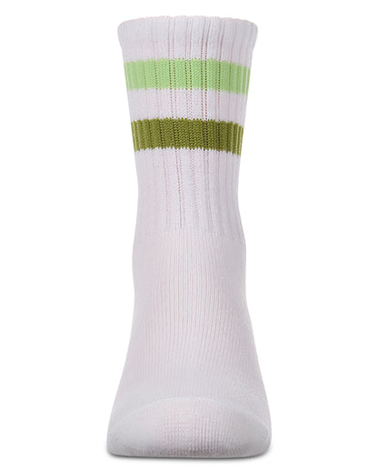Kids Ribbed Double-Stripe Cotton-Blend Varsity Crew Socks