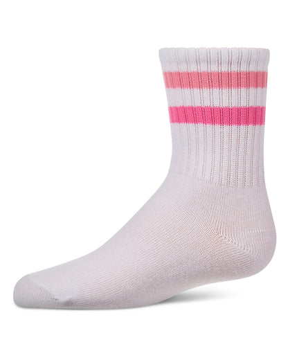 Kids Ribbed Double-Stripe Cotton-Blend Varsity Crew Socks