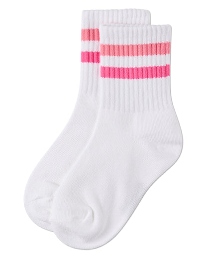 Kids Ribbed Double-Stripe Cotton-Blend Varsity Crew Socks