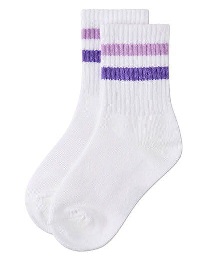 Kids Ribbed Double-Stripe Cotton-Blend Varsity Crew Socks