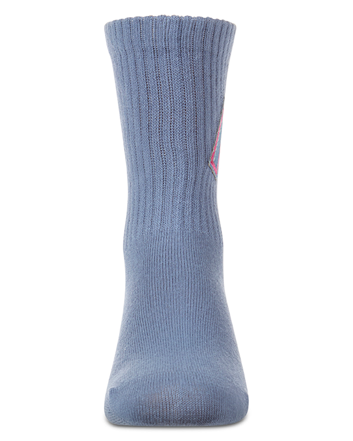 Girls Ribbed Cotton-Rich Crew Socks with Embroidered Denim "M" Patch