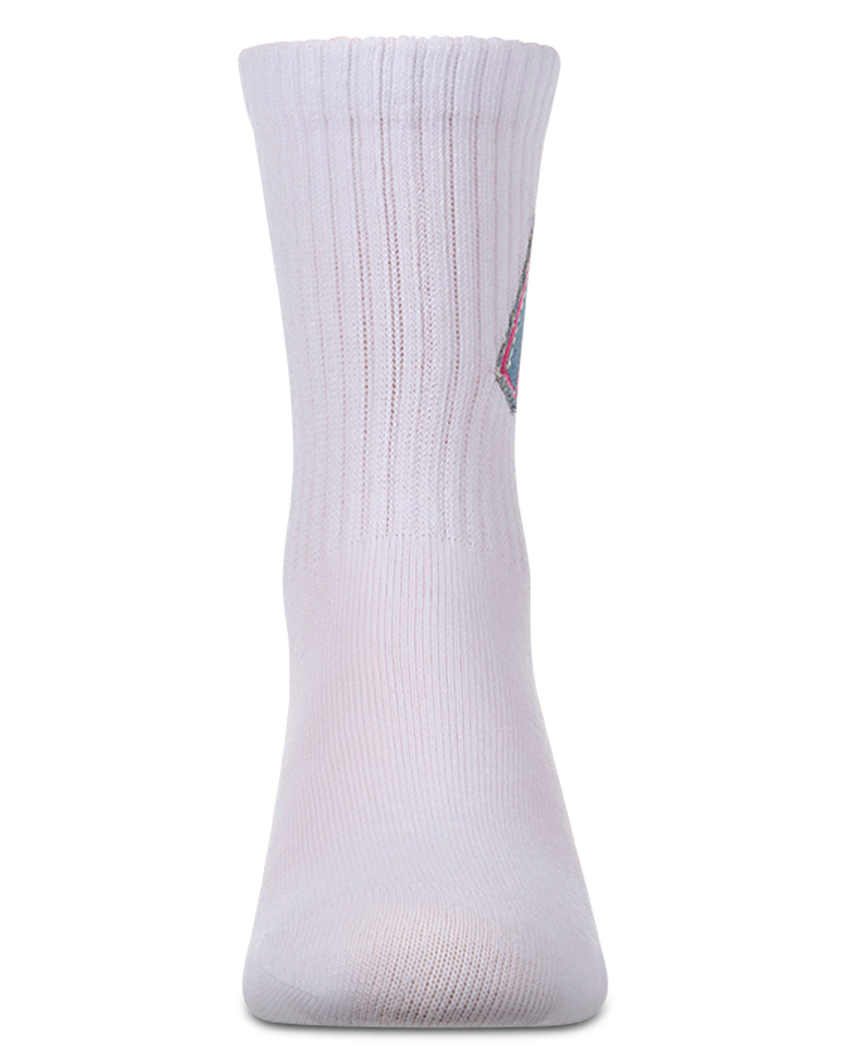 Girls Ribbed Cotton-Rich Crew Socks with Embroidered Denim "M" Patch