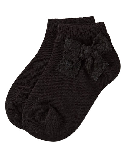 Girls Cotton-Rich Fashion Ankle Sock with Floral Lace Bow
