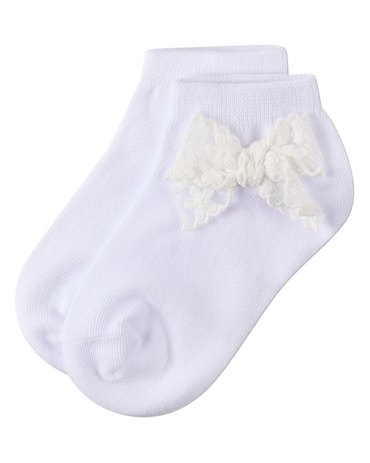 Girls Cotton-Rich Fashion Ankle Sock with Floral Lace Bow