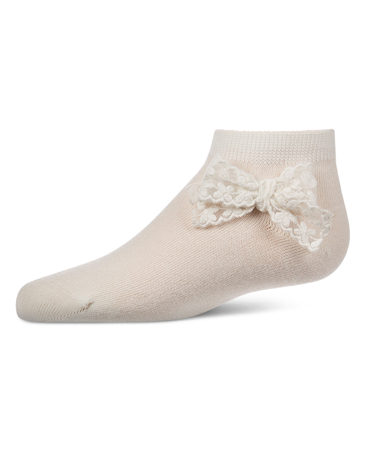 Girls Cotton-Rich Fashion Ankle Sock with Floral Lace Bow