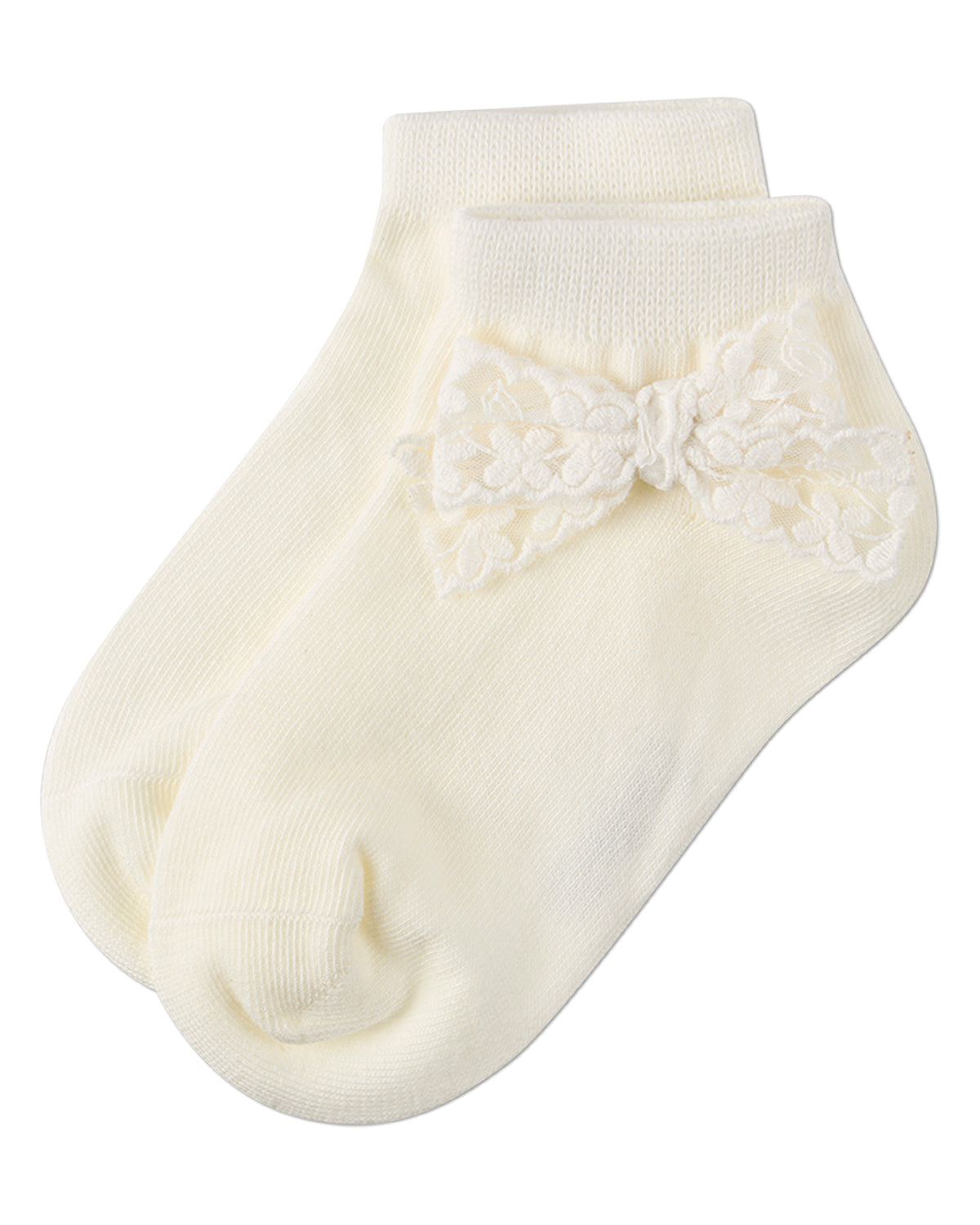 Girls Cotton-Rich Fashion Ankle Sock with Floral Lace Bow