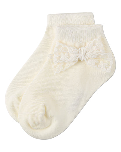 Girls Cotton-Rich Fashion Ankle Sock with Floral Lace Bow