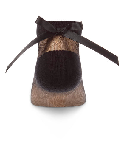 Girls Silky-Sheer Micro-Mesh Ankle Sock with Satin Bow
