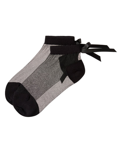 Girls Silky-Sheer Micro-Mesh Ankle Sock with Satin Bow