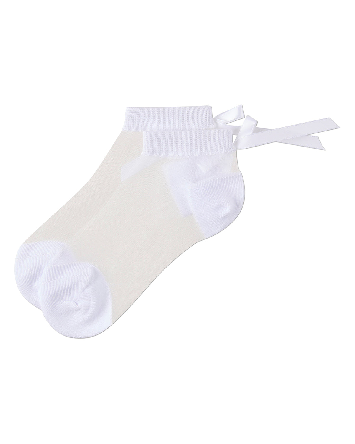 Girls Silky-Sheer Micro-Mesh Ankle Sock with Satin Bow