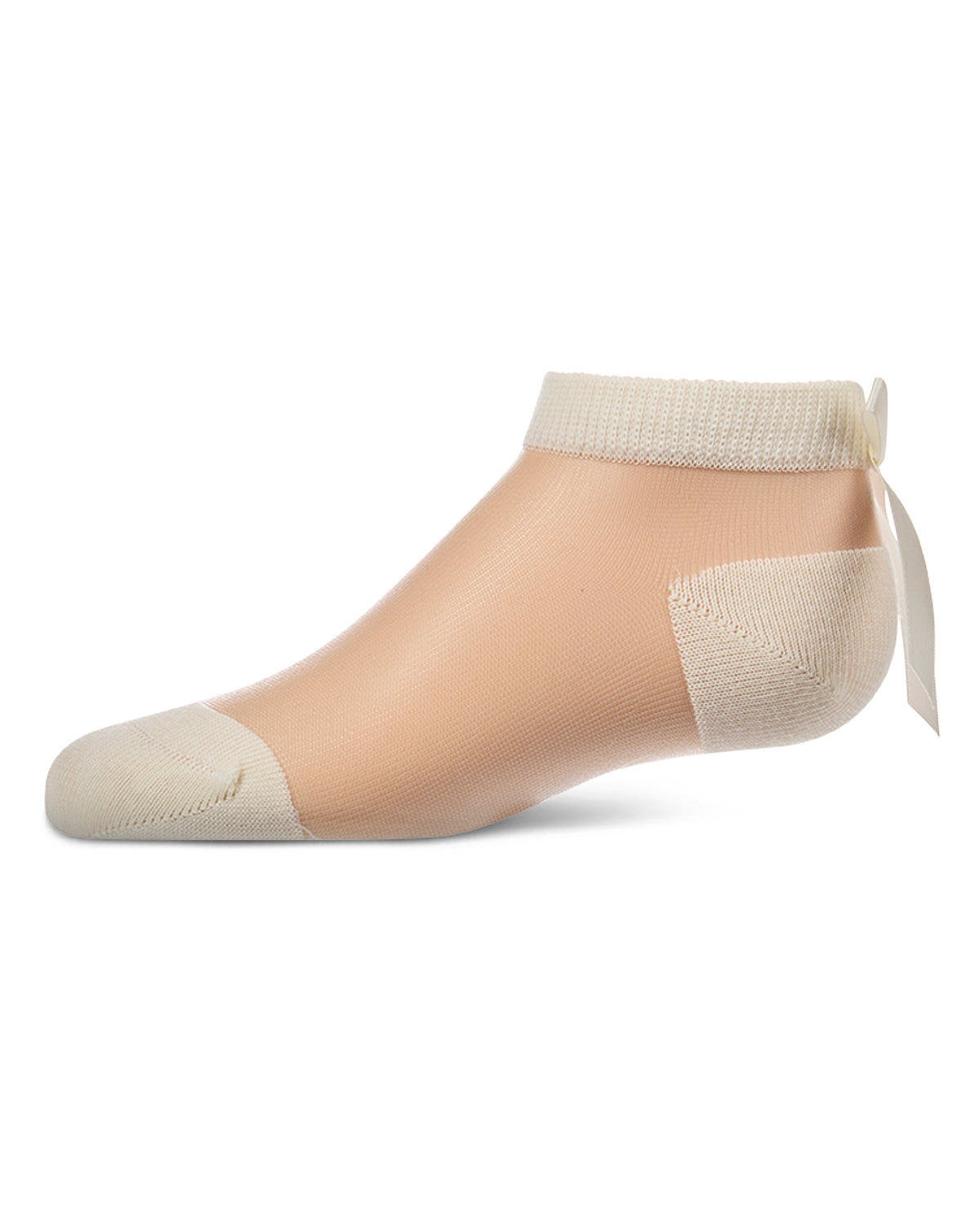 Girls Silky-Sheer Micro-Mesh Ankle Sock with Satin Bow