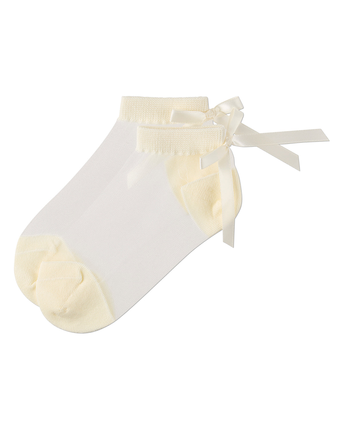 Girls Silky-Sheer Micro-Mesh Ankle Sock with Satin Bow