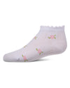Girls Cotton-Rich Scallop-Trim Ankle Sock with Mini-Floral Pattern