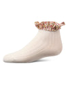 Girls Ribbed Cotton-Rich Floral Ruffle-Trimmed Ankle Sock