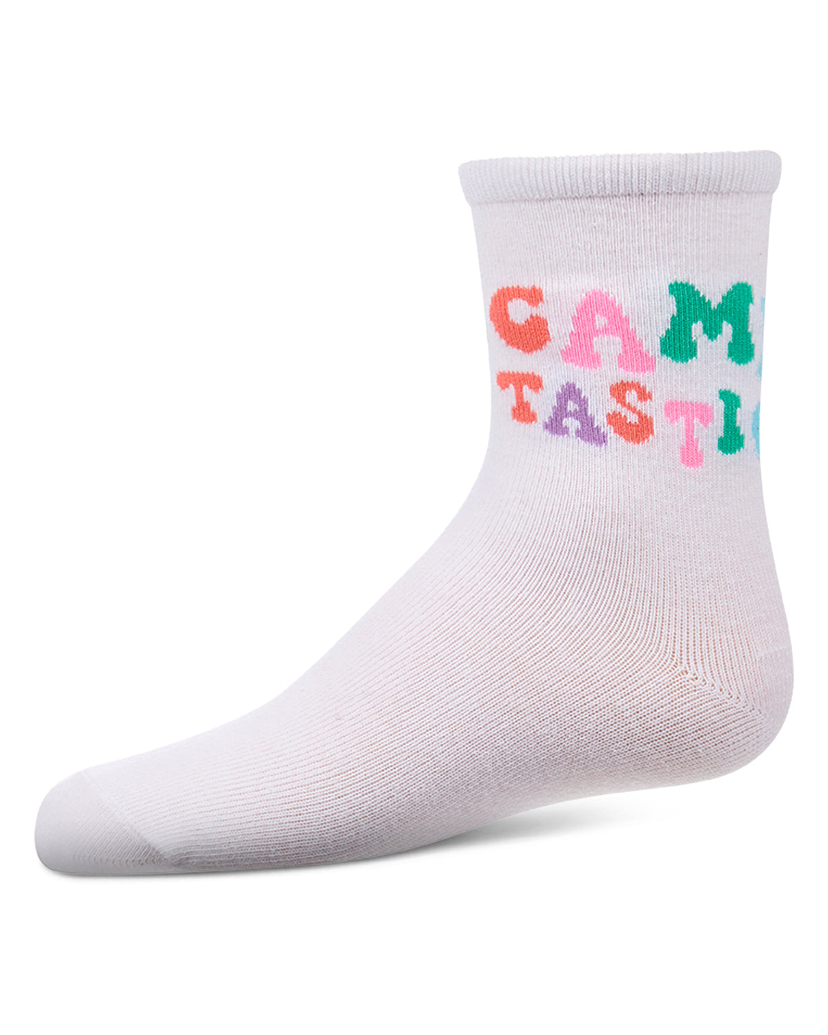 Girls "CampTastic" Cotton-Rich Camp-Themed Fine-Gauge Crew Sock