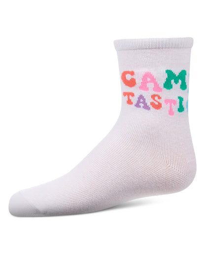 Girls "CampTastic" Cotton-Rich Camp-Themed Fine-Gauge Crew Sock