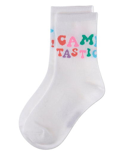 Girls "CampTastic" Cotton-Rich Camp-Themed Fine-Gauge Crew Sock