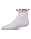 Girls Ribbed Cotton-Rich Ankle Sock with Heart-Print Lace-Trim Ruffle